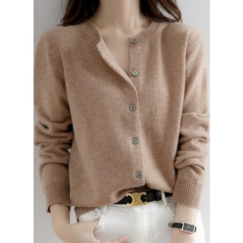 Korean Cashmere Cotton Blend Cardigan Women 2021 Autumn Winter Elegant Fashion Streetwear Tops Pull Femme Hiver Knitted Sweater