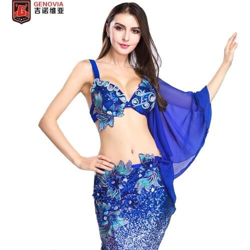 Women Belly Dance Costume Dancewear Belly Dancing Clothes Oriental Dance Outfits Bra+Long Skirt for Women 2 Pieces Set for Women