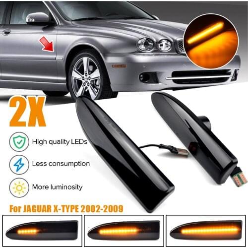 1pair For JAGUAR X-TYPE 2002-2009 LED Dynamic Turn Signal Light Side Marker Repeater Lamp