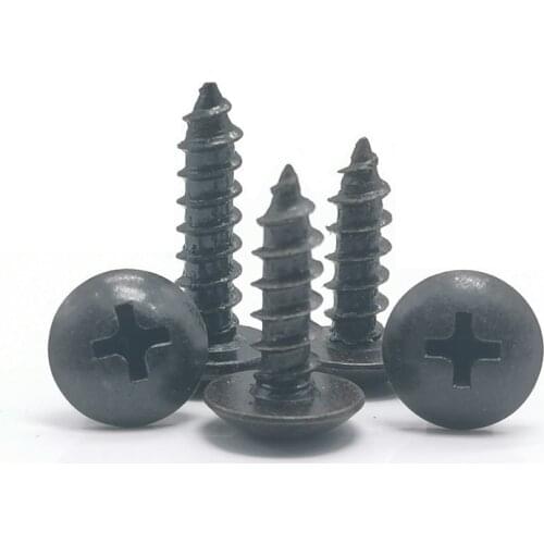 50pcs/lot M3 M4 M5 TA Black or stainless steel 304 large flat head self tapping screw round head phillips truss mushroom screws