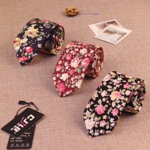 16color Korean fashion designer mens necktie jacquard gravatas ties skinny slim 6cm for men cotton print floral flower 10pcs