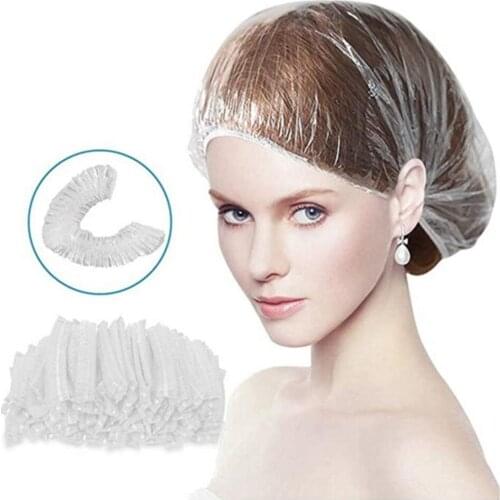 100 Pieces Waterproof Disposable Bath Shower Caps Universal Hair Salon Spa Make Up