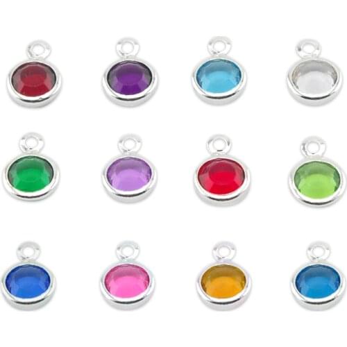 120pcs/lot mixed Birthstone charms 6mm crystal for for Personalized Necklace(Jan-Dec. 10pcs of each month)