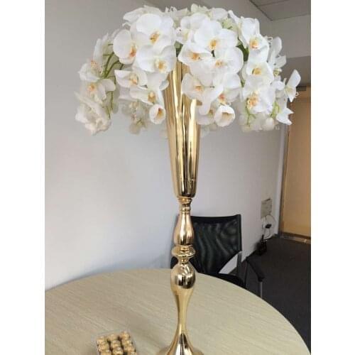 2017 new style 88cm /34.6" Gold wedding flower vase Table Centerpiece Wedding Prop 10 pcs/lot
