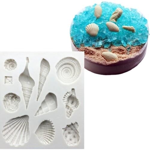 3D Silicone Conch And Shell Shapes Fondant Cake Chocolate Candy Jello Silicone Decorating Mould Tools