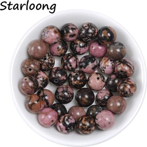 Natural Stone Round Gorgeous Black Lace Rhodonite Loose Strand Beads For DIY Jewelry Making Necklace Bracelet Pick Size 15"