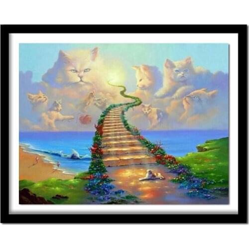 5D DIY Diamond embroidery All cats go to heaven full square diamond painting Cross Stitch Rhinestone decoration