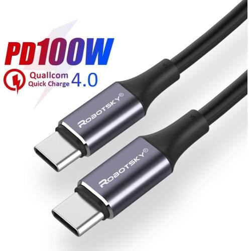 60W/100W USB C To Type C Cable PD Fast Charging Cord High-Speed Data Transmission Wire for Mac Huawei Samsung Type-C Cable