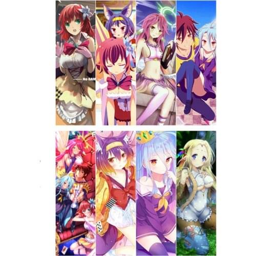 8pcs NO GAME NO LIFE Anime Bookmarks Waterproof Transparent PVC Plastic Bookmark Beautiful Book Marks Gift