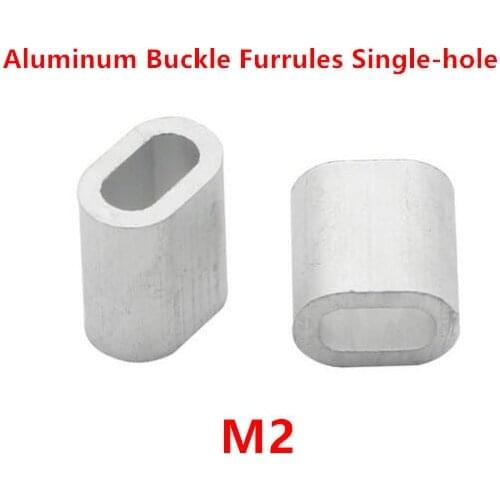 500pcs M2 2mm Aluminum Buckle Furrules Crimping Sleeve Oval Clip Singlle-hole ellipse Wire Rope Clamp Rigging Hardware