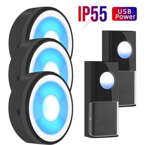USB Wireless Smart Doorbell Door Bell Ring Chime Call 433MHZ LED Night Light IP55 Waterproof Receiver No Night Light Intelligen