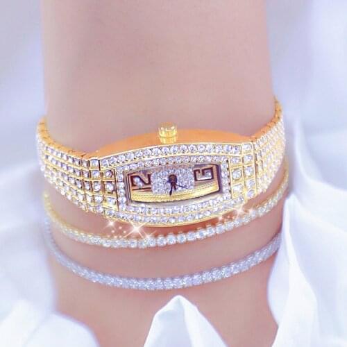 Diamond Women Watches Luxury Brand Crystal Rose Gold Female Wristwatches Small Dial Square Ladies Watches Montre Femme 2021