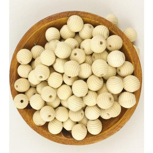 Wood Hive Beads 18mm 100pcs Chewable Teething Toys For Children DIY Crafts Accessories Handmade Smooth Surface Flat Round Balls