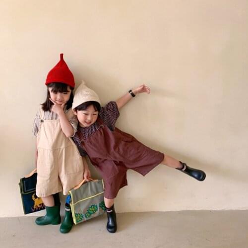 Toddler Kids Overalls Korean Style Solid Baby Boys Girls Cotton Jumpsuits Summer New Casual Loose Shorts Overalls For Children