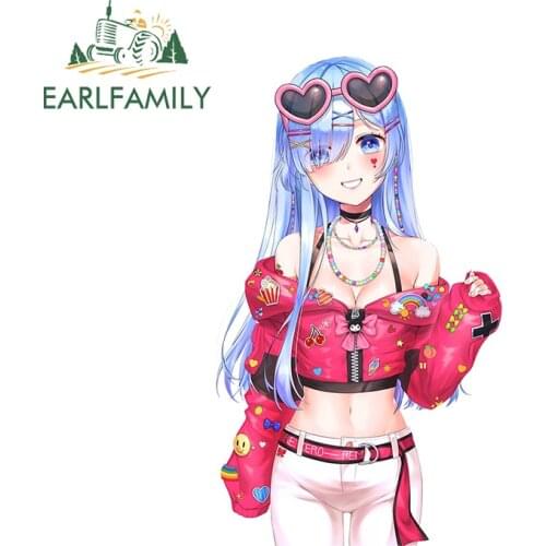 EARLFAMILY 13cm x 10.4cm for Re Zero Kawaii Car Sticker DIY Motorcycle Personality Creative Stickers Anime Waterproof Decals