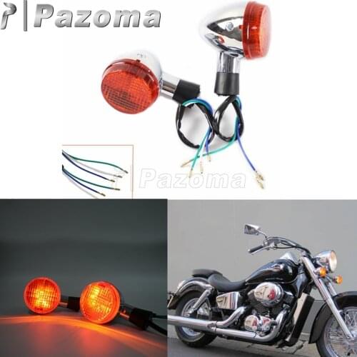 Pazoma Motorcycle E13 Chrome Front Turn Signal Blinker Lamp Amber Light for Honda Shadow 400 750 VT750 04-07
