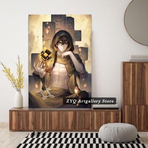 Genshin Impact Zhongli Painting Prints Modern Game Poster Sexy Dorm Wall Decor Office Home Decor Artwork
