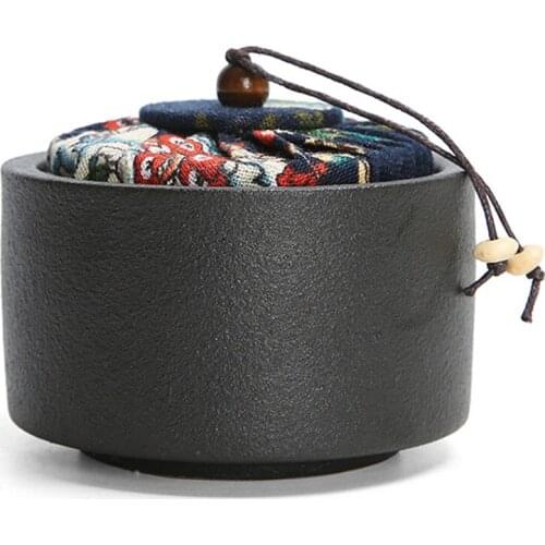 Retro coarse pottery Sealed jar tea caddies japanese ceramic tea canister tea accessories for home decor