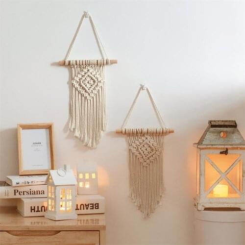 Macrame Tapestry Hand-woven Wall Hanging Bohemian Tassel Cotton Tapestry Nordic Boho Art Dorm Kids Girl Room Home Decoration