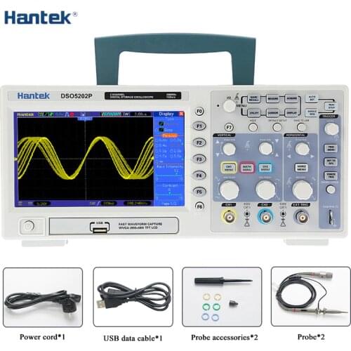 Hantek DSO5202P 200MHz 2 CH 1GSa/s 7'' TFT LCD Digital Storage Oscilloscope DE shipping