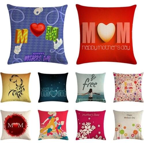 Cotton Linen Happy Monthers day Style Retro Pillowcase Creative Pillow Cover Household Cushion Covers Pillowcase Gifts ZY1403
