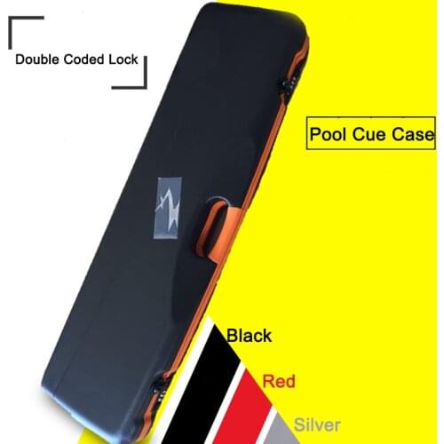 High Capacity Imported 7 Holes Pool Cues Case Double Coded Lock High-strength Material Billiard Accessories Black Red Silver