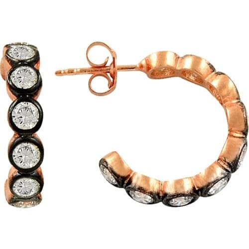 KUTAYDAN 4mm Zirconia stone Pen Big Hoop Earrings 925 Sterling Silver