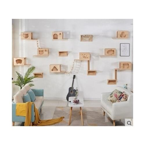 Cat Furniture Wall-mounted Solid Wood Cat Climbing Frame Cat Wall Cat Litter Cat Scratching Post Cat Jumping Platform Cat Toys