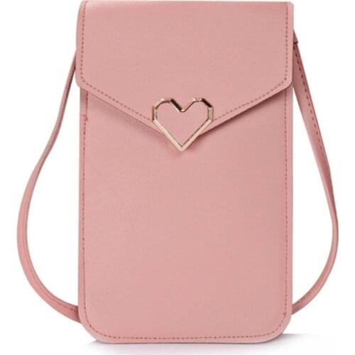 Mini Crossbody Cell Phone Pouch Purse PU Leather Shoulder Bag with Touch Screen Window