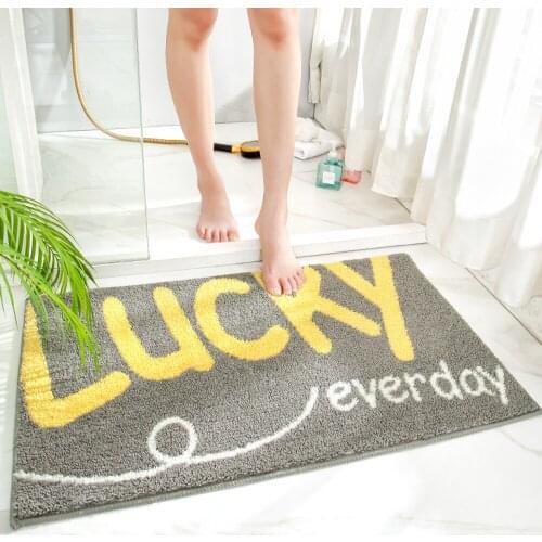Cartoon Flocking Bath Mat Non-slip Absorbent Microfiber Bathroom Rug Soft Home Entrance Kitchen Door Bath Carpet Room Decor