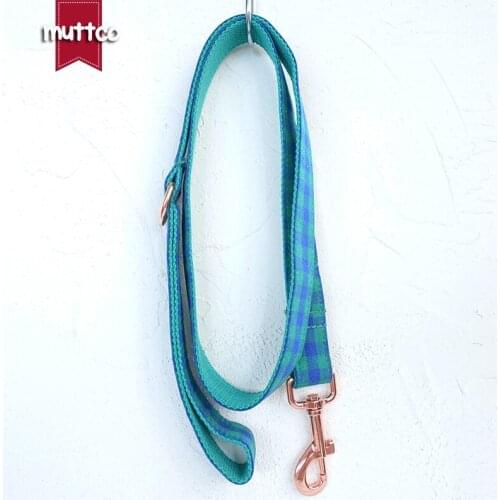 MUTTCO solid durable dog collar for dog THE BLUE GREEN PLAID soft puppy leashes pet supplies 5 sizes UDC073M