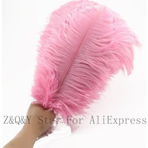 Natural beautiful 35-40CM (14-16 inches) 10-100 ostrich hair dyed pink DIY craft jewelry clothing decorative feathers