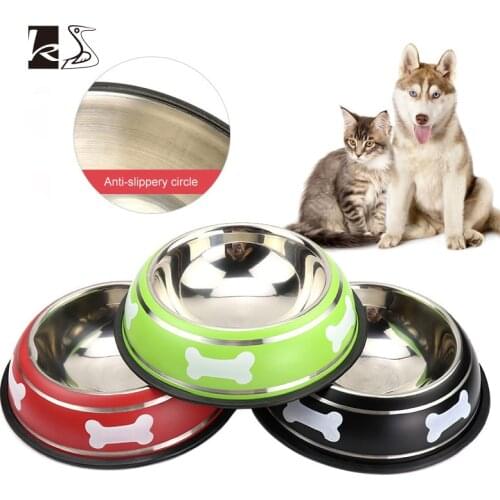 Pet Supplies New Lovely Bone Pattern Pet Bowl Stainless Steel Dog Bowl Anti-slippery High End Dog Food and Water Bowl Cat Bowl