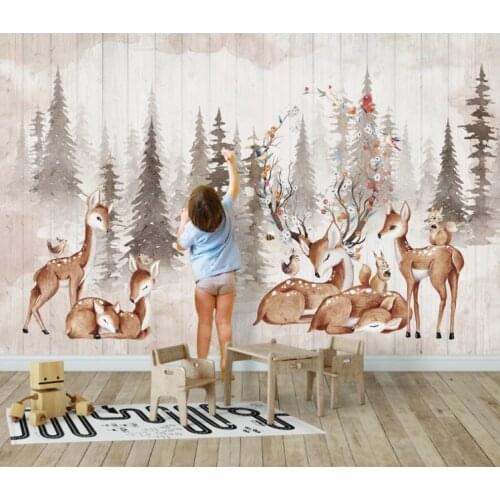 Bacal Custom wallpaper forest elk childrens room kindergarten background wall home decoration living room 3d wallpaper mural