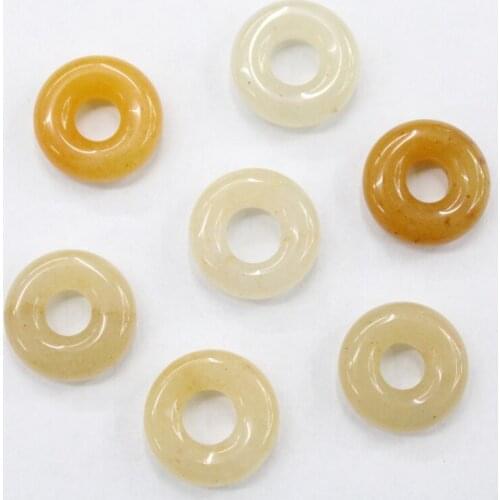 Wholesale 12 colour natural stone yellow jades donut pendants 15mm beads for jewelry making accessories 15pcs