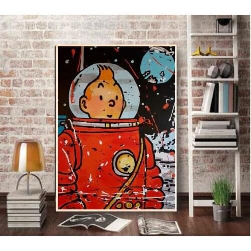 Great Works By Hand Made Christmas Graffiti Popular Art Cartoons TINTIN 100% Oil Painting On Canvas Good For Home Decoration