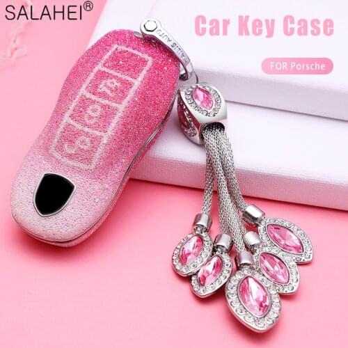 Plastic Car Key Case Cover With Diamond For Porsche Panamera Macan Cayenne Carrera Boxster Cayman 911 970 981 991 918 Auto Style