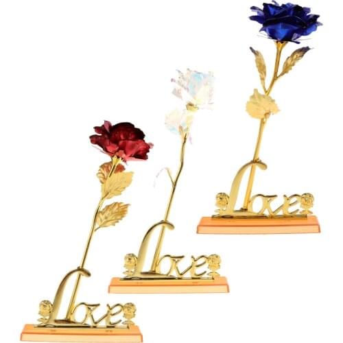 Plastic Long Stem Artificial Rose Flower Gifts for Wedding Valentines Day Girlfriend Wife Woman Birthday Decor