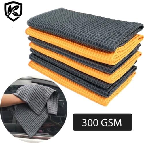 2PC Car Wash Towel Glass Cleaning Water Drying Microfiber Window Clean Wipe Auto Detailing Waffle Weave for Kitchen Bath