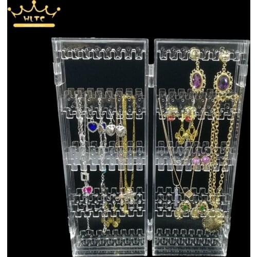 Clear Acrylic Earrings Display Holder Necklace Pendant Box Jewelry Storage Bag Organizer Cases holder up 120 pairs of earrings