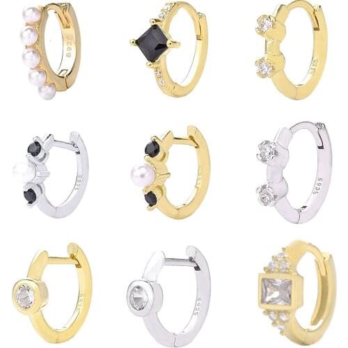 Slovecabin 2019 New Single Huggies Clips Crystal Pearl Hoop Earring 925 Sterling Silver Gold Opals Loop Circle Women Jewelry