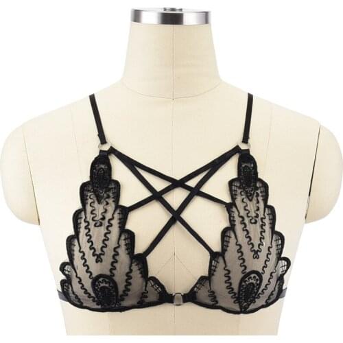 Sexy lace sexy harness bra fashion European and American wild five-pointed star strap underwear suitable for any figure