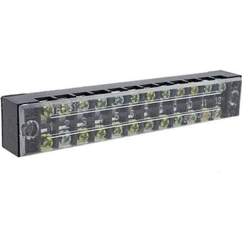 TB-1512 600V 15A 12 Positions Covered Screw Terminal Barrier Strip