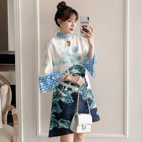 4XL Spring and Summer New Party Casual Cheongsam Women Chinese Traditional Retro Casual Loose Qipao Skirt Free Shipping
