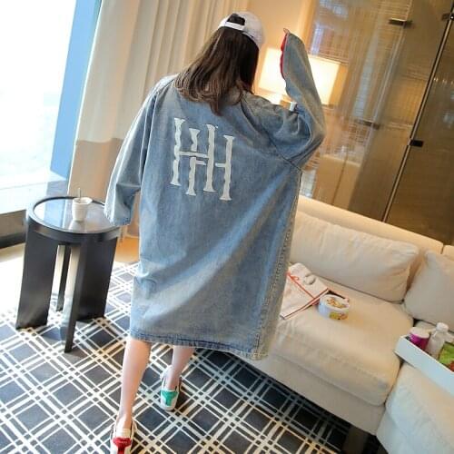 Oversized 3XL Women Long Denim Jacket Korean Loose Streetwear Spring Female Outerwear Casual Jean Trench Coat Casacas Para Mujer