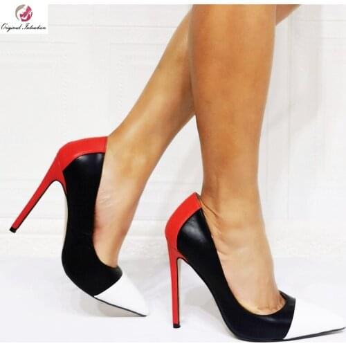 Multicolor Pointed Toe Shallow 12CM High Heels Pumps Women 2021 Fashion Mixed Colors Thin Heels Rubber Sole Office LadIes Shoes