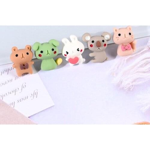 10Pcs Resin Cute Animel Charms Cartoon Rabbit Cat Mouse Bear Frog Pendants Accessories For Making Earrings Necklace DIY Jewelry