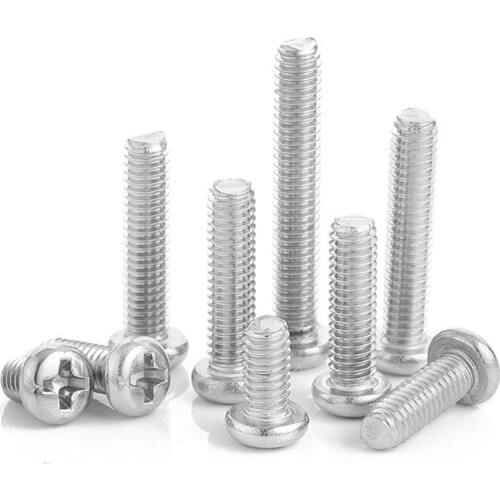 20pcs M3 M4 M5 M6 3/4/5/6/8/10/12/14/16/18/20/25/30 mm A2-70 304 Stainless steel Cross Phillips Pan Head Screw Round Bolt