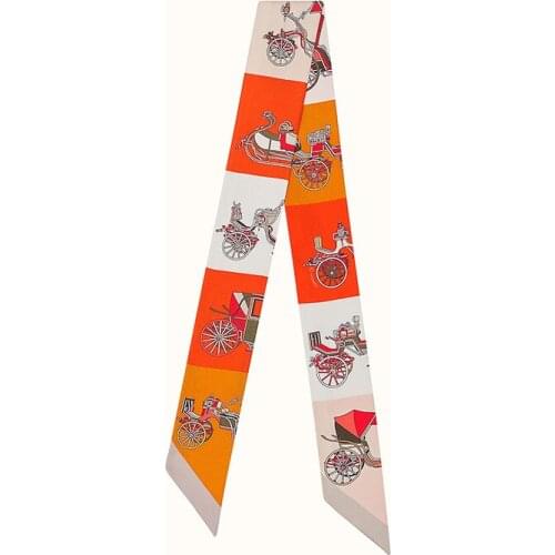 2021 designer retro silk scarf women luxury carriage fashion headband wrap bag handle ribbon shawl scarf beach female BL19