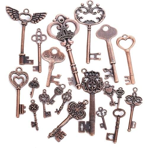 40pcs Classic Vintage Mixed Key Charms Pendants DIY Fashion Handmade Decoration Key Shape Charms For Jewelry Making